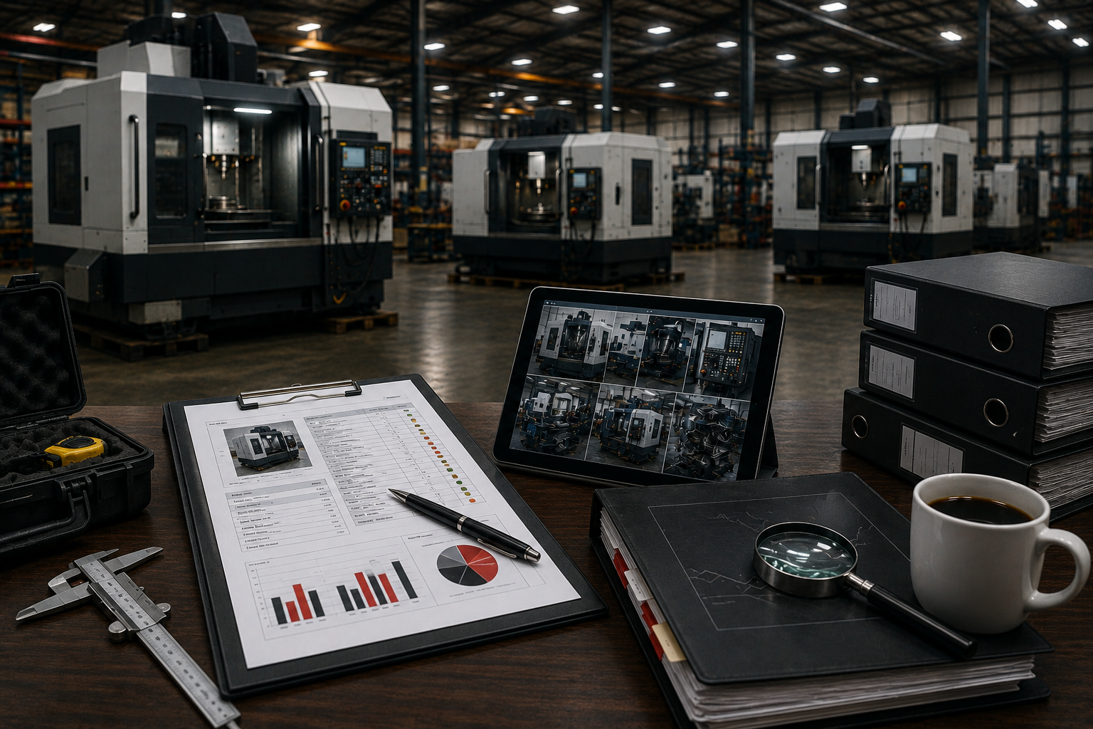 Desktop equipment appraisal report and inspection tools for repossessed CNC machine tools