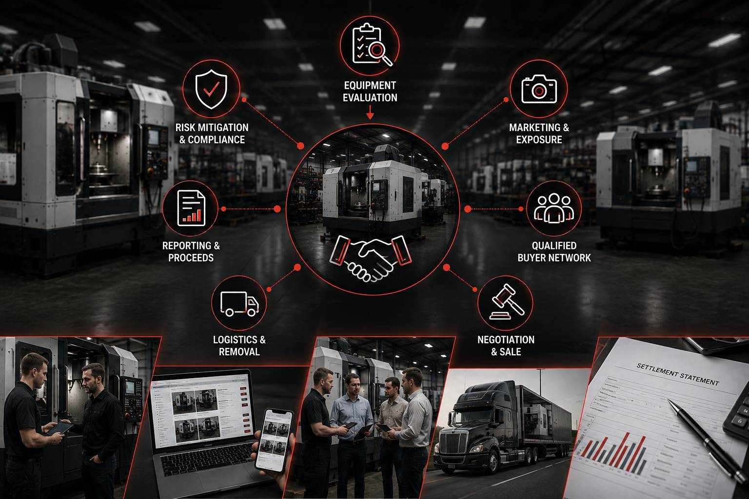 Overview of what a machine tool remarketing company does for lenders handling CNC equipment collateral
